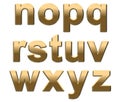 Gold Alphabet Letters Lowercase N-Z On White