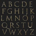 Gold alphabet repaired with screws and metal