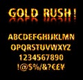 Gold alphabetic fonts and numbers Royalty Free Stock Photo