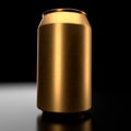 Gold aluminum beer or soda can isolated on black background