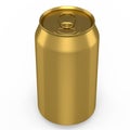 Gold aluminum beer or soda can for mini refrigerator isolated on white