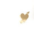 Gold Amour symbol with heart and arrow icon isolated on white background. Love sign. Valentines symbol. 3d illustration Royalty Free Stock Photo