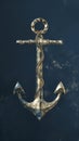 Gold Anchor on Black Background Royalty Free Stock Photo