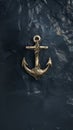 Gold Anchor on Black Background Royalty Free Stock Photo