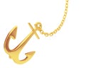 Gold anchor and chain Royalty Free Stock Photo