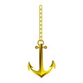 gold anchor hanging icon image