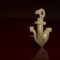 Gold Anchor icon isolated on brown background. Minimalism concept. 3D render illustration Royalty Free Stock Photo