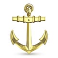 Gold anchor on a white background