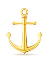 Gold anchor on white background. Royalty Free Stock Photo