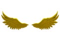 gold angel wings isolated on a white background 3d rendering Royalty Free Stock Photo