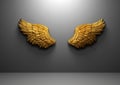 Gold angel wings on wall template Royalty Free Stock Photo