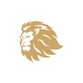 Gold Angry Lion Head Logo, Sign, Flat Design Vector Illustration Royalty Free Stock Photo