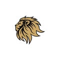 Gold Angry Lion Head Logo, Sign, Flat Design Vector Illustration Royalty Free Stock Photo