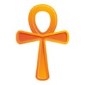 Gold ankh icon, cartoon style