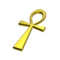 Gold ankh symbol isolated on the white. Royalty Free Stock Photo