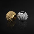 Gold annd Silver bead charm isolated on black background,3D image,Rendering Royalty Free Stock Photo