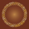 Gold Antique Frame on Orange Background