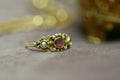 Gold antique ring with garnet and pearl Royalty Free Stock Photo