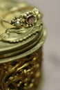 Gold antique ring jewellery box gold stillife detail