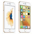 Gold Apple iPhone 6S slightly rotated front view with iOS 9