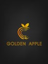 Gold apple logo on black background Royalty Free Stock Photo