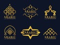 Gold Arabic doors and arabic architecture art logo vector set design