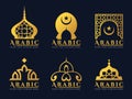 Gold Arabic doors and mosque architecture art logo vector set design