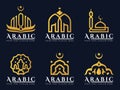 Gold Arabic doors and mosque architecture art logo vector set design Royalty Free Stock Photo