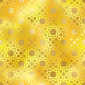 Gold Arabic style seamless pattern. Vector shiny golden gradient oriental ornament background. Oriental traditional foil Royalty Free Stock Photo