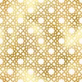 Gold Arabic style seamless pattern. Vector shiny gradient oriental ornament on white background. Oriental traditional Royalty Free Stock Photo