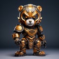 Gold Armour Bear: Digital Teddy Bear Artwork With Unreal Engine 5 Style