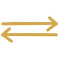 Gold Arrows Left Right Opposite Directions Divergence Forward Backward Doodle Line Vector