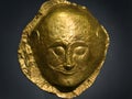 Gold artifact, mask from Ancient Greek Mycenae in National Archaeological Museum of Athens, Greece Royalty Free Stock Photo