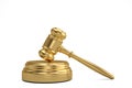Gold auction hammer on white background.3D illustration. Royalty Free Stock Photo