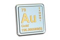 Gold aurum Au, chemical element sign. 3D rendering Royalty Free Stock Photo