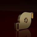 Gold Automotive turbocharger icon isolated on brown background. Vehicle performance turbo. Turbo compressor induction
