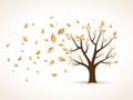 Gold Autumn. Abstract Vector Tree shaken by Wind. Forest Royalty Free Stock Photo