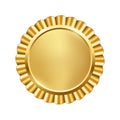 Gold award badge, 3d realistic circle shiny emblem trophy Royalty Free Stock Photo