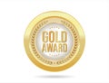 Gold Award badge on white background vector illustration