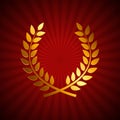 Gold Award Laurel Wreath. Winner Leaf label, Symbol of Victory.