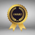 Gold award medals. Rosettes with golden ribbons for your design Royalty Free Stock Photo