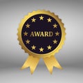 Gold award medals. Rosettes with golden ribbons for your design Royalty Free Stock Photo