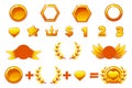 Gold Awards Constructor, vector set to create kit different Medals or icons. Objects on a separate layer. For game, user interface Royalty Free Stock Photo