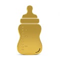 Gold Baby Bottle 3D Render Royalty Free Stock Photo