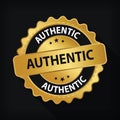 Gold Badge Authentic Guarantee Label Logo Isolated Round Emblem Sign Royalty Free Stock Photo