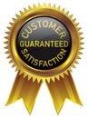 Gold badge customer satisfaction guaranteed in black background