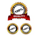 Gold Badge with red ribbon Royalty Free Stock Photo