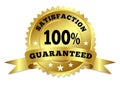 Gold Badge Satisfaction Guaranteed With Ribbon Royalty Free Stock Photo