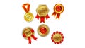 Gold badges seal quality labels Vector set.