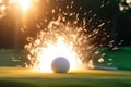 Gold ball explosion. Generate Ai Royalty Free Stock Photo